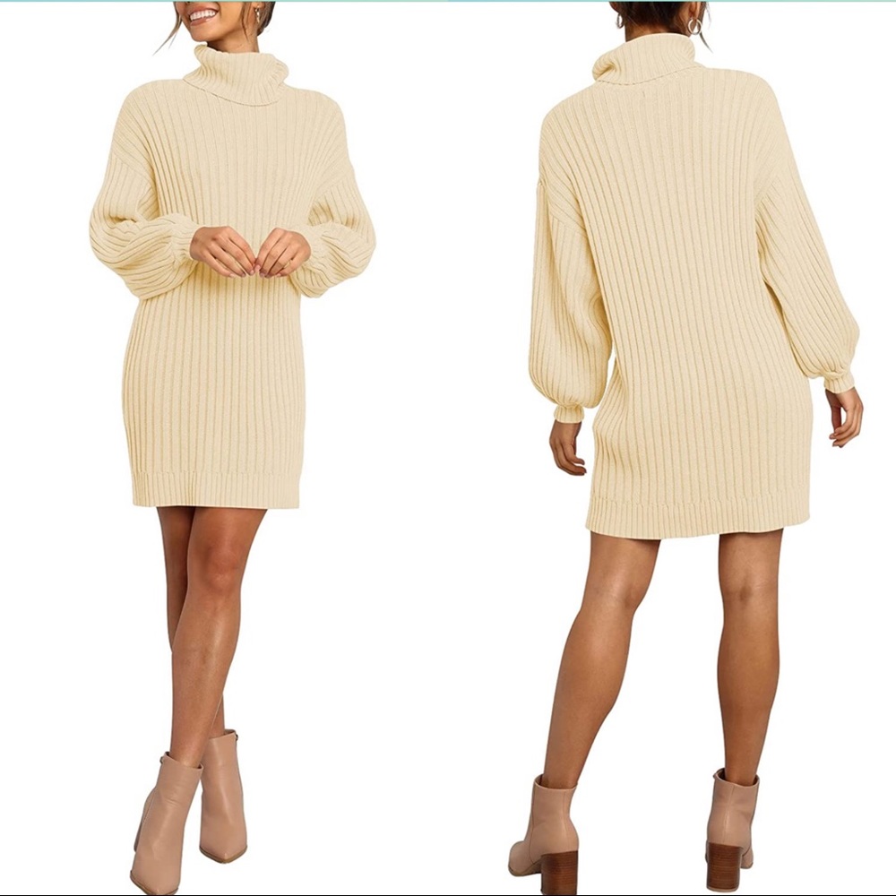 Turtleneck Long Sleeve Sweater Dress